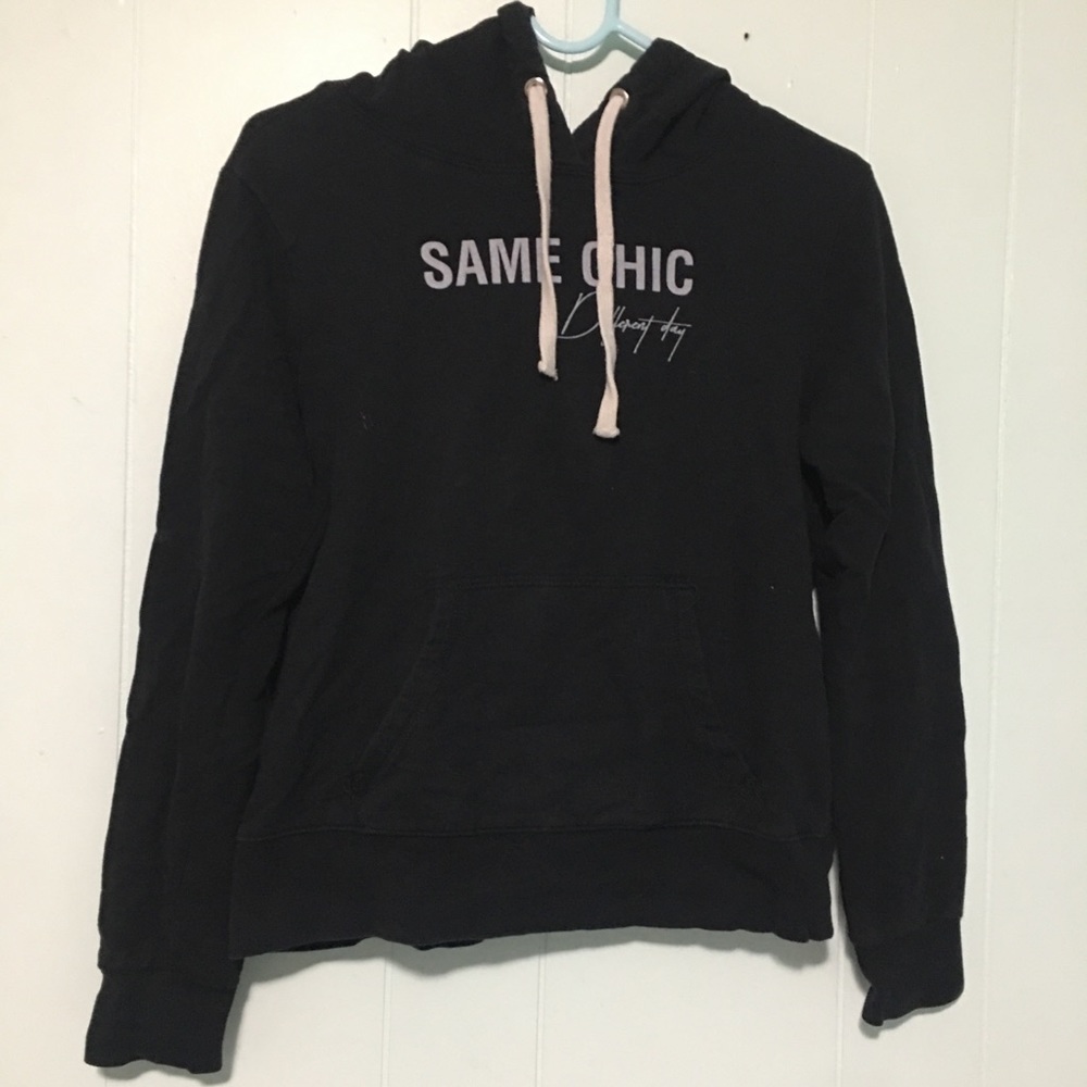 Black hoodie with graph message